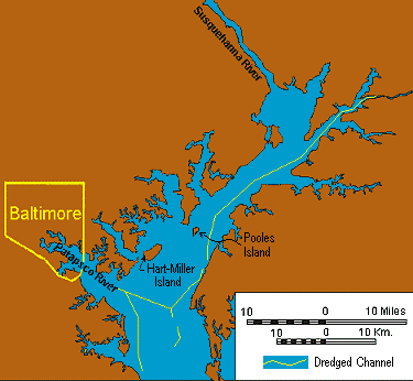 Dredged Channels in the Northern Chesapeake Bay